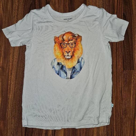 Posh Peanut White Lion Bamboo Tee Toddler Size 5T - Picture 1 of 3